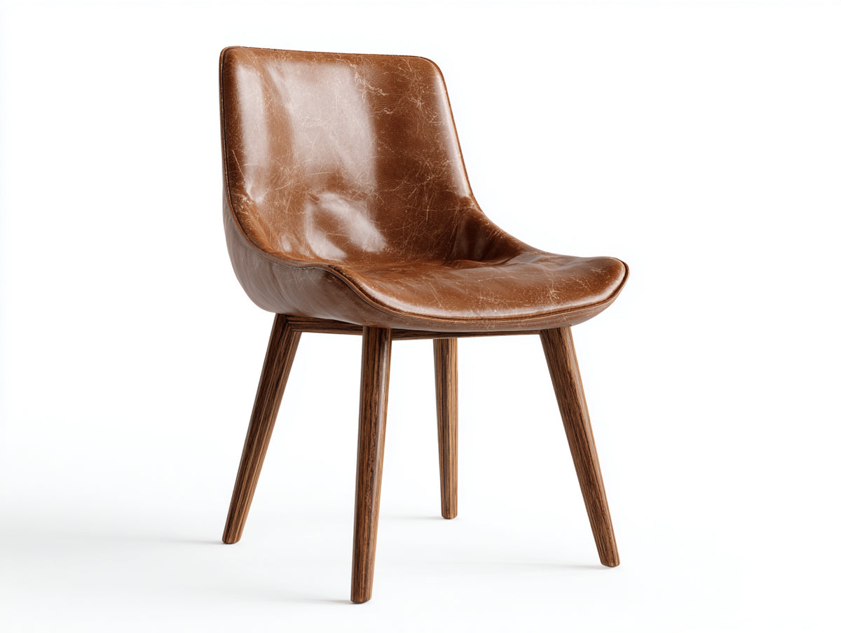 Chaise de salle à manger - Similicuir - Bois - 54x58x85 cm - Marron-Bois foncé - Style vintage