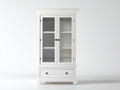Vitrine - bois-verre - 93x43x179 cm - blanc - style classique épuré