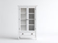 Vitrine - bois-verre - 94x42x180 cm - blanc - style classique sobre