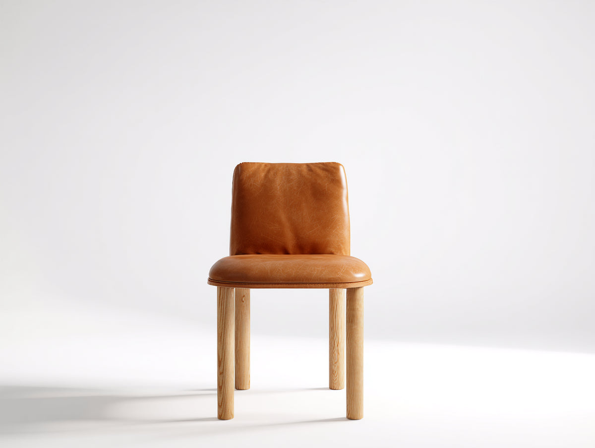 Chaise de salle à manger - Similicuir - Bois - 48x52x82 cm - Cognac-Bois clair - Style rétro moderne