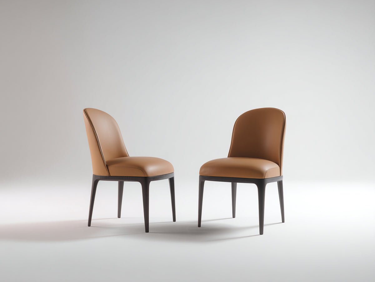 Chaise de salle à manger - Similicuir - Bois - 51x56x84 cm - Cognac-Bois foncé - Style moderne
