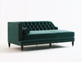 Chaise longue - tissu-métal-bois - 205x95x86 cm - vert foncé - style classique capitonné