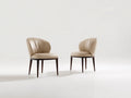 Chaise de salle à manger - Similicuir - Bois - 58x59x79 cm - Beige-Bois foncé - Style contemporain