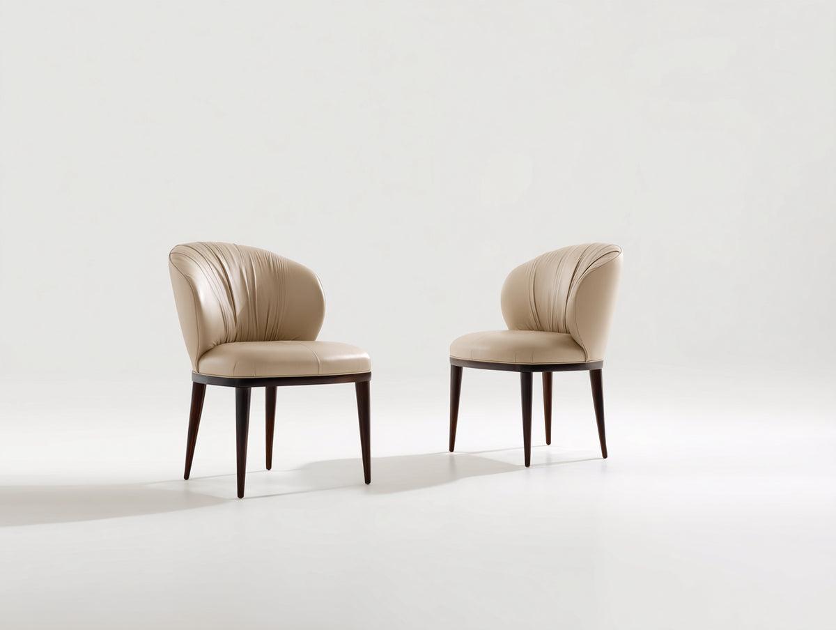 Chaise de salle à manger - Similicuir - Bois - 58x59x79 cm - Beige-Bois foncé - Style contemporain