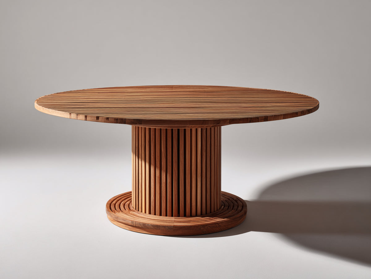 Table de jardin - Bois - 130x130x75 cm - Marron - Style contemporain