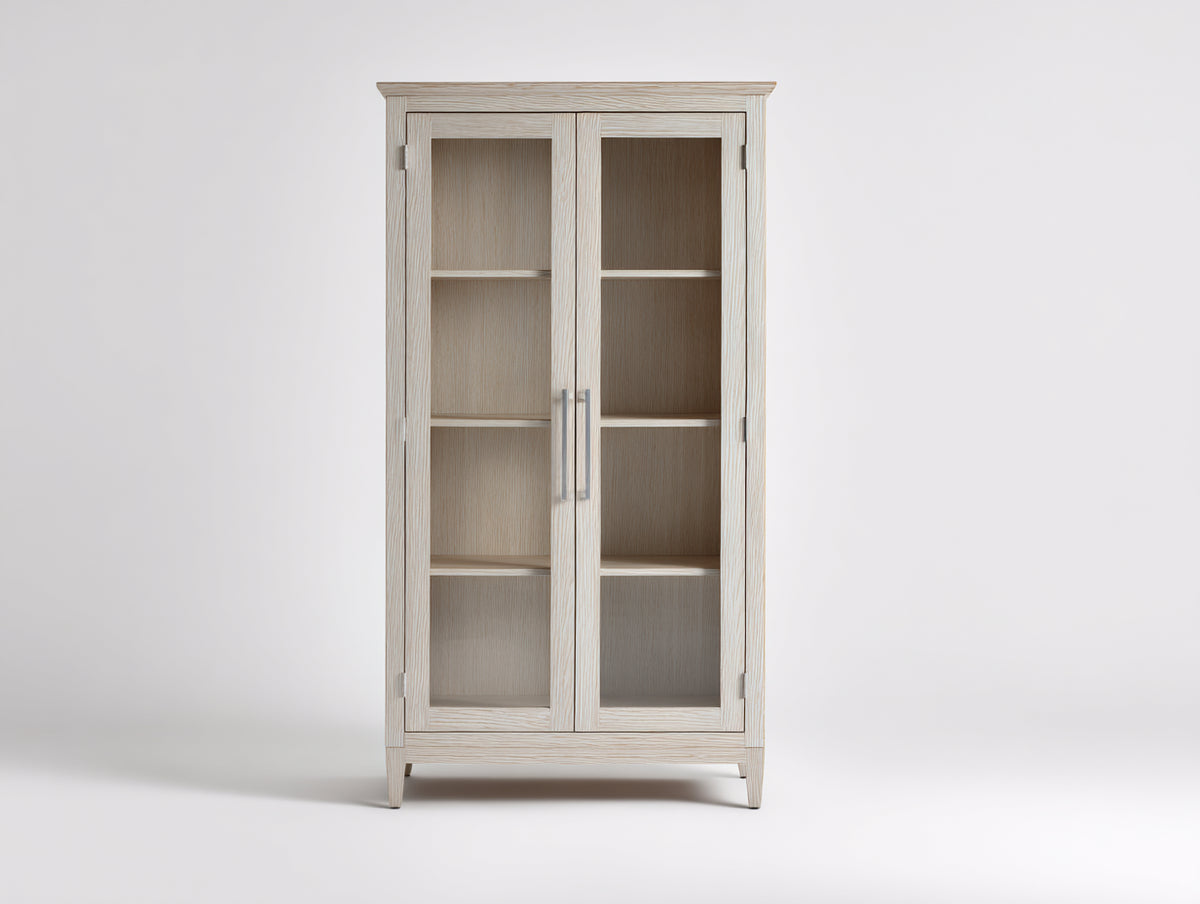 Vitrine - bois-verre - 90x41x176 cm - beige clair - style naturel contemporain