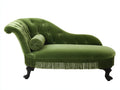 Chaise longue - tissu-bois - 201x87x90 cm - vert olive-noir - style classique à franges