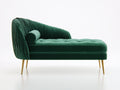 Chaise longue - tissu-métal - 198x88x84 cm - vert émeraude-doré - style contemporain plissé