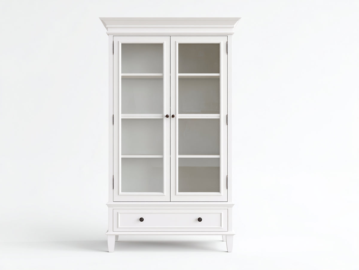 Vitrine - bois-verre - 96x44x182 cm - blanc - style classique épuré