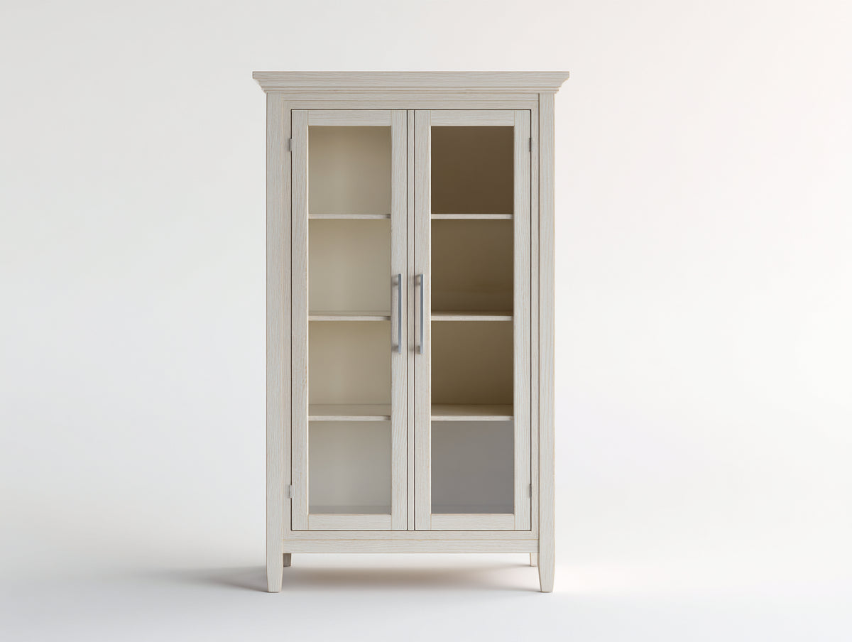 Vitrine - bois-verre - 88x40x174 cm - beige clair - style naturel contemporain