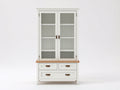 Vitrine - bois-verre - 102x46x186 cm - blanc-bois clair - style classique contemporain