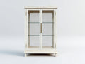 Vitrine - bois-verre-métal - 92x42x175 cm - blanc cassé - style naturel élégant