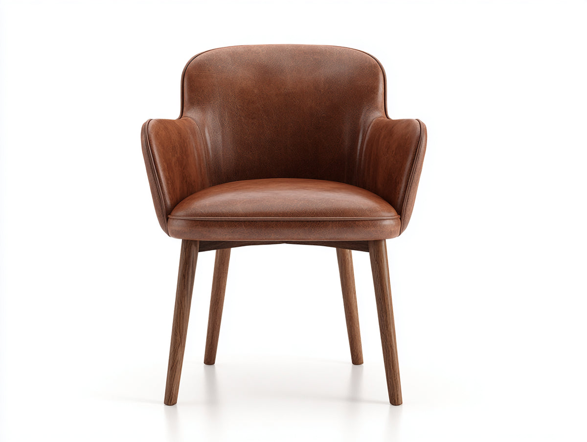 Chaise de salle à manger - Similicuir - Bois - 60x61x82 cm - Marron-Bois foncé - Style vintage