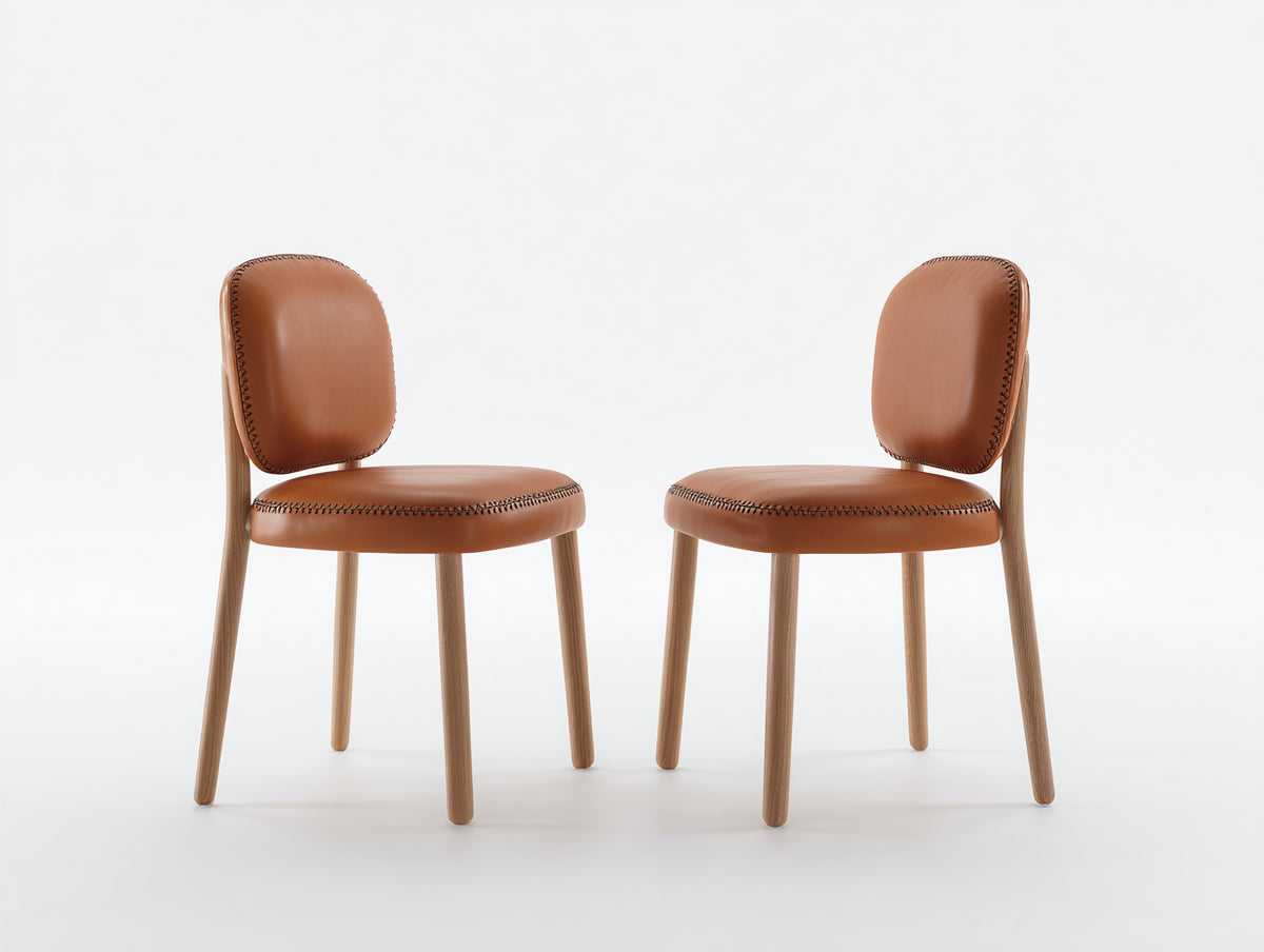 Chaise de salle à manger - Similicuir - Bois - 50x55x82 cm - Cognac-Bois clair - Style rétro moderne