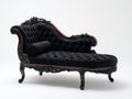 Chaise longue - tissu-bois - 214x91x109 cm - noir-brun foncé - style baroque sculpté