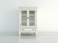 Vitrine - bois-verre - 100x44x175 cm - blanc cassé - style campagne classique