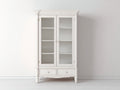 Vitrine - bois-verre - 101x45x187 cm - blanc cassé - style classique raffiné
