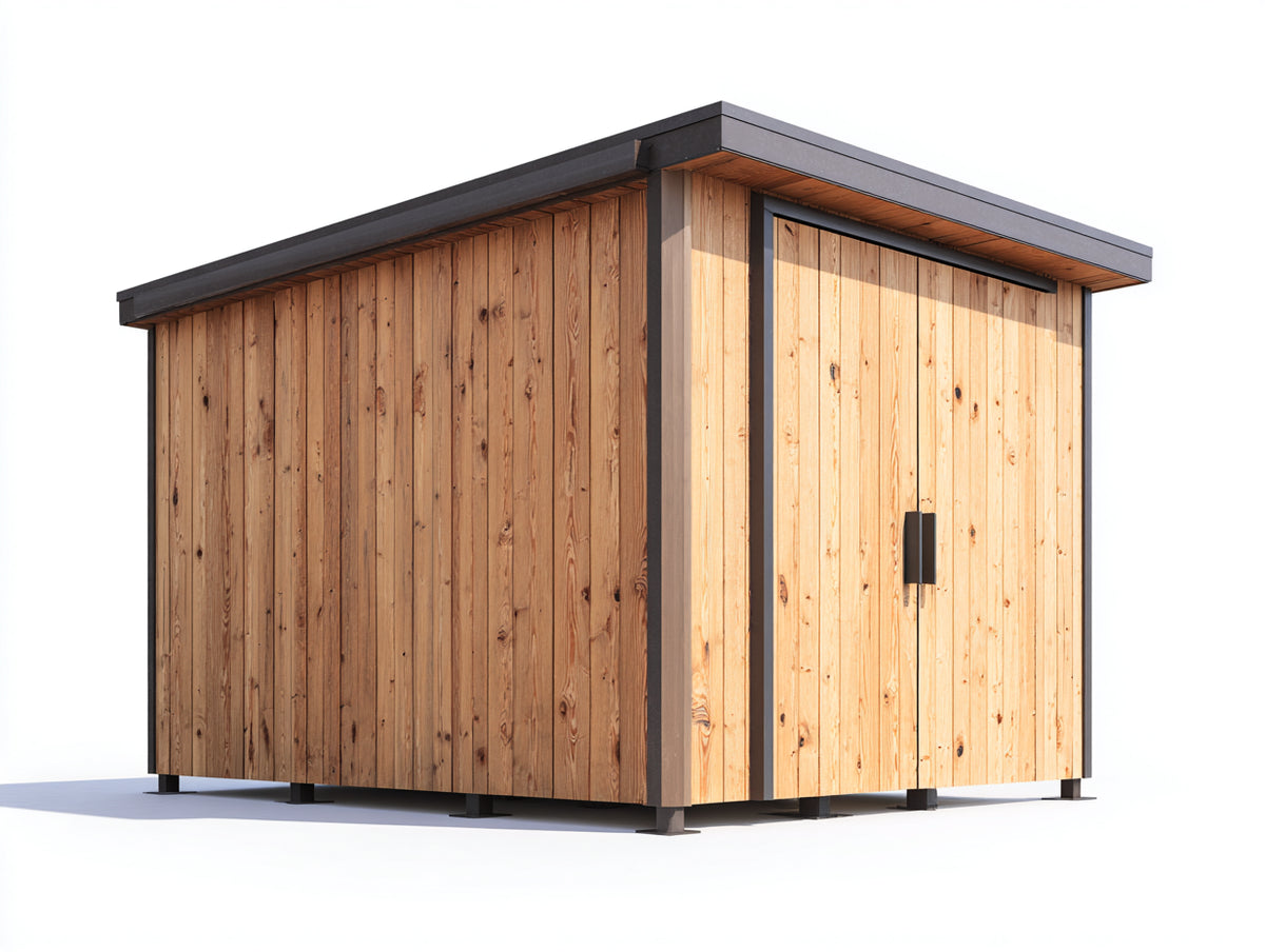 Abri de jardin - bois-métal - 210x160x205 cm - bois naturel-anthracite - style minimaliste